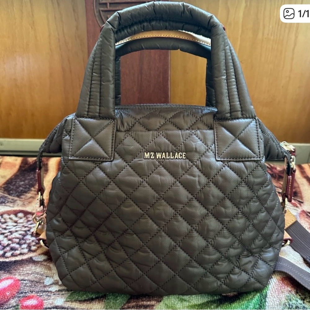 MZ Wallace Quilted Satchel in Dark Brown
